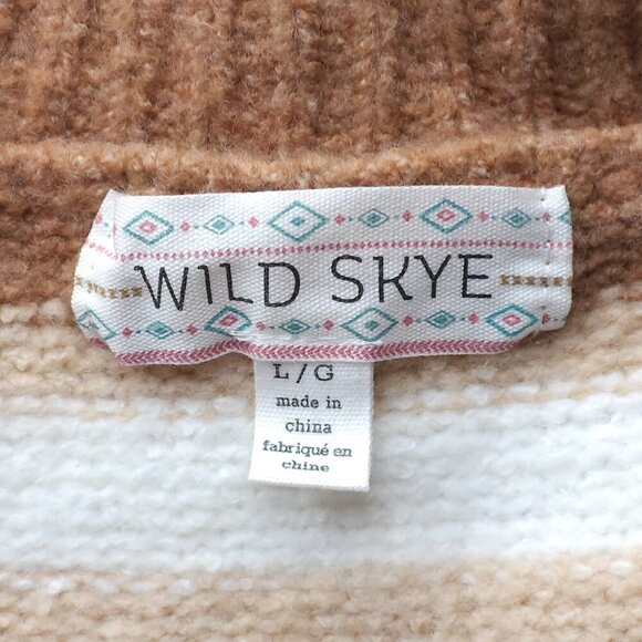 LOVELY Heart Shape Button Sweater Women's Size Large Brown White BNWT WILD SKYE - Picture 2 of 8